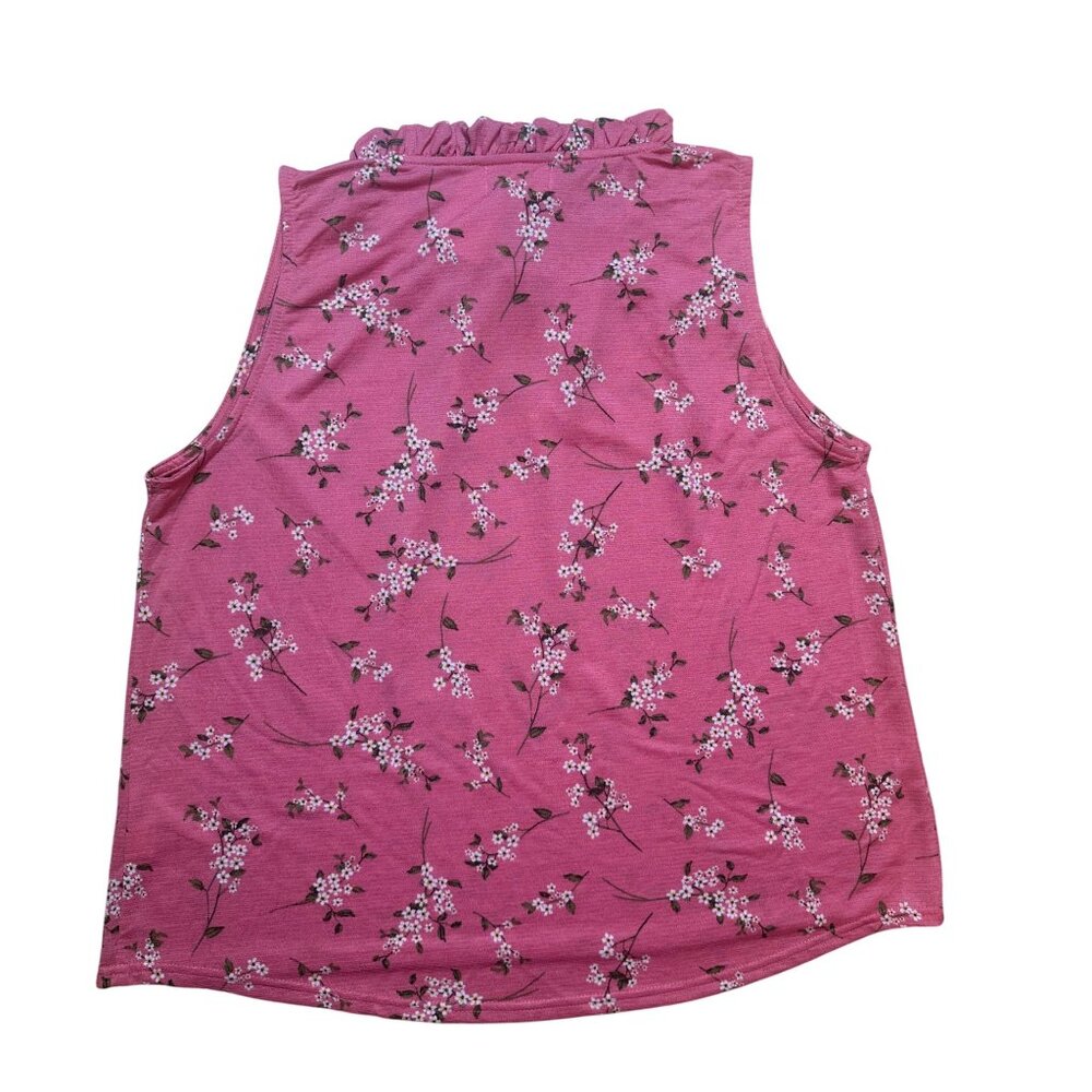 NWT Meloday Women's Peachy Pink Floral Blouse Sleeveless Size Large - Picture 2 of 3